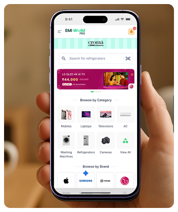 EMI World Pro mobile app, customer-facing browse experience